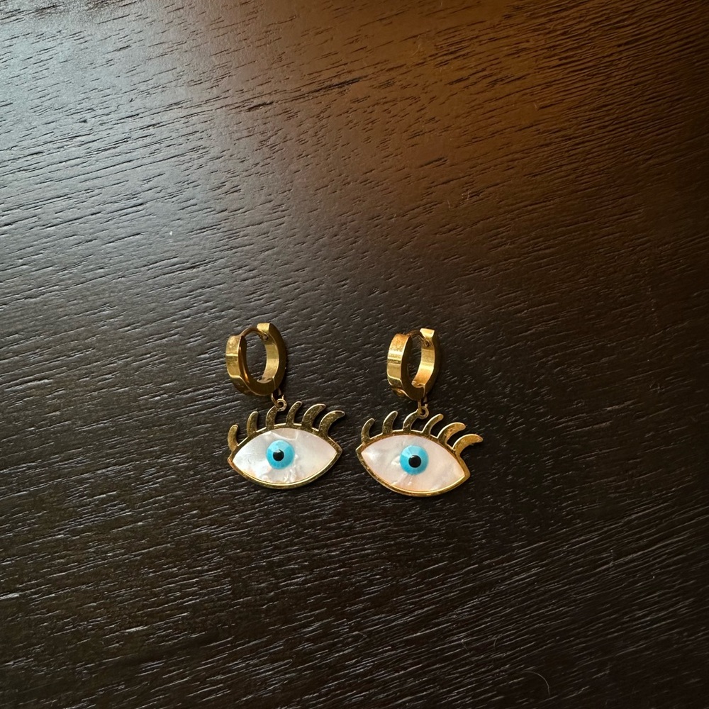 24k Gold Plated Evil Eye Earrings